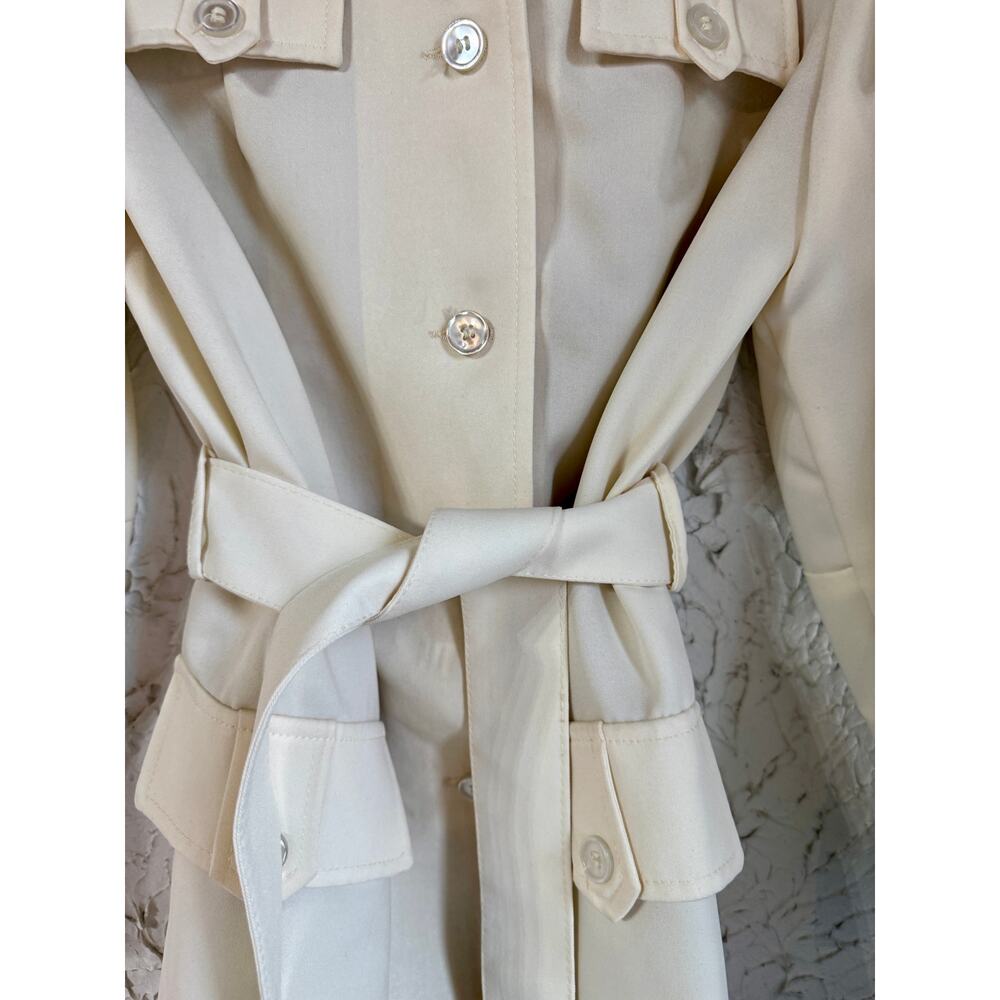 Vintage 1970s Cream Belted Jacket Retro Mod Trench Style Coat - Picture 3 of 10